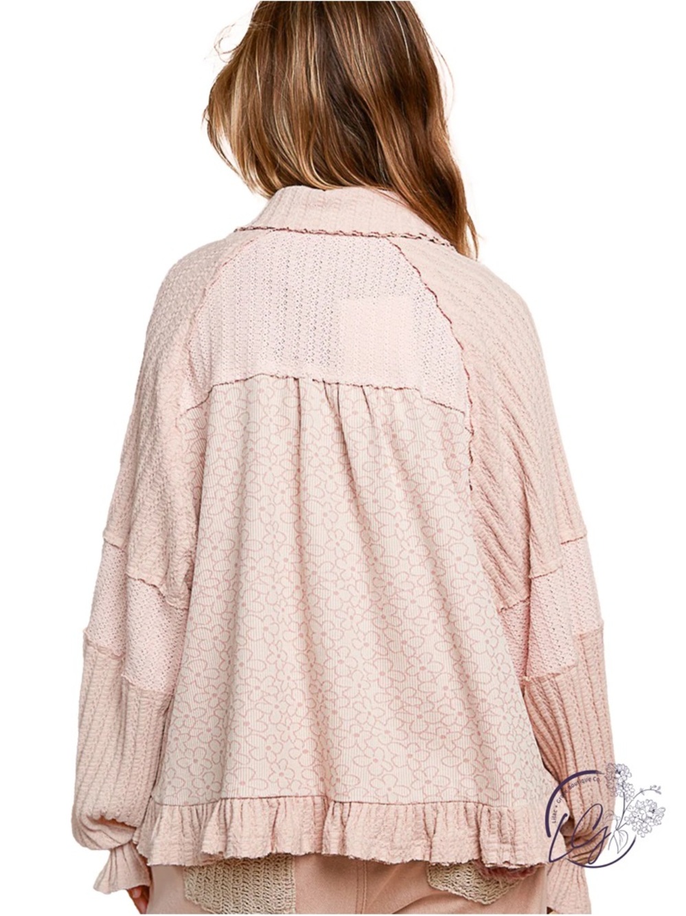 POL free people vibe bobo Pink Textured Button-Up Cardigan - Picture 3 of 11